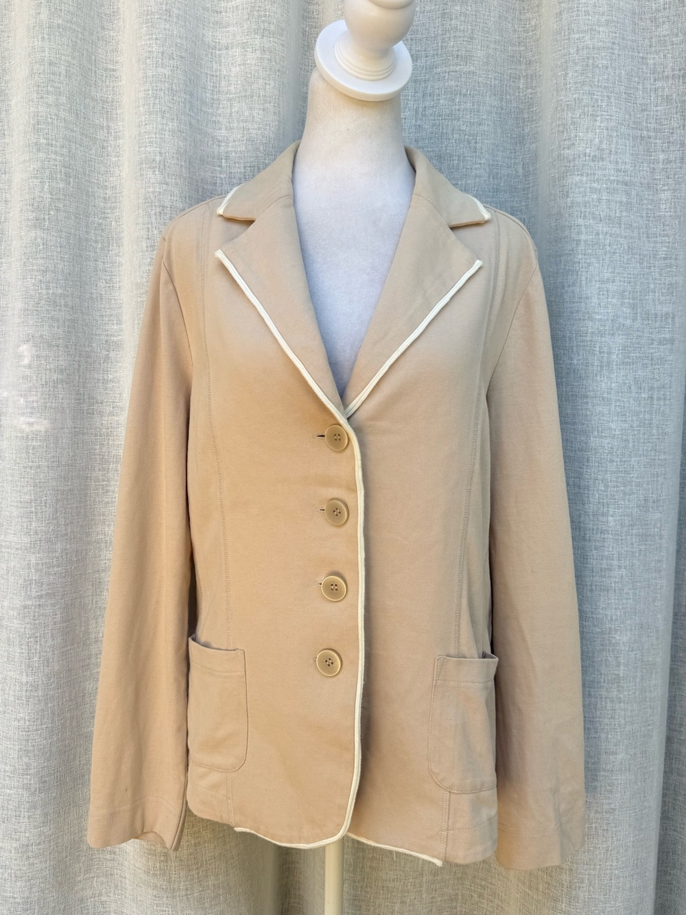 Gabrini tan white Baumwolle cotton summer jacket blazer